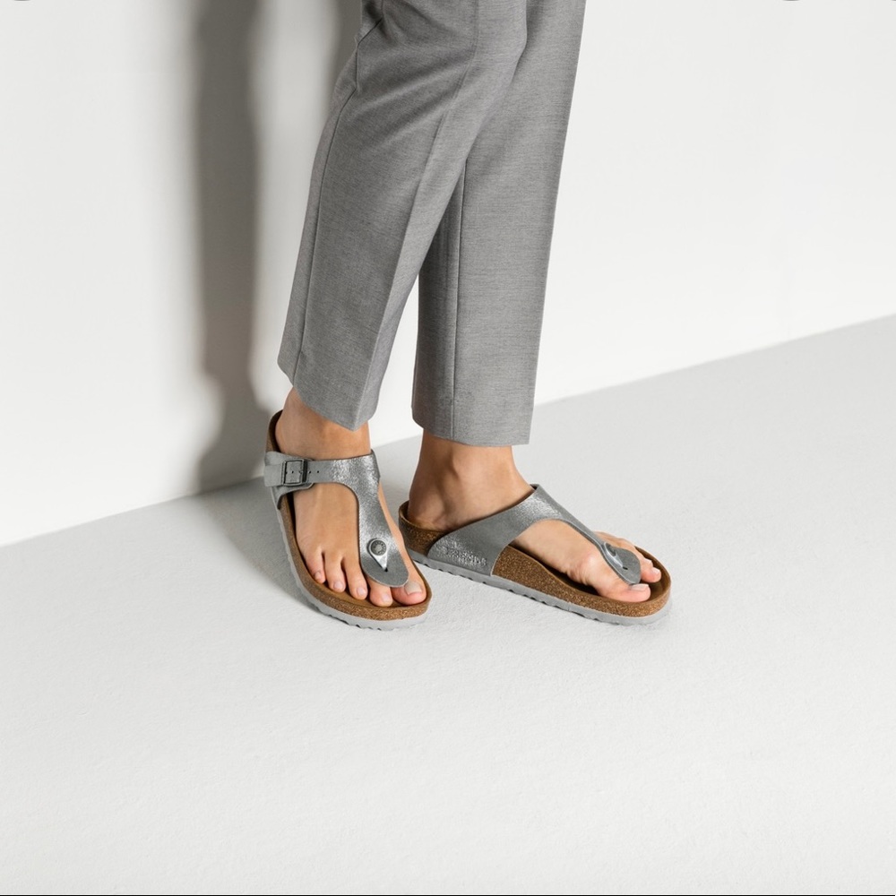 Birkenstock silver/gray Gizeh sandals 40
